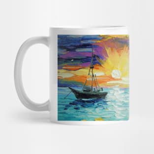 Sailboat at dawn Mug